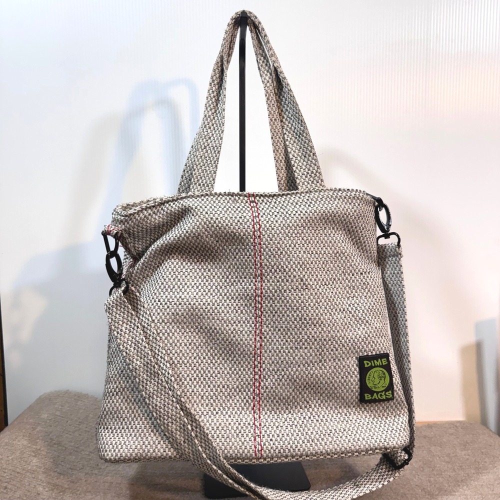 Dime Bags Hemp Crossbody Tote Bag Unisex Gray Red Stitch Eco Friendly Boho